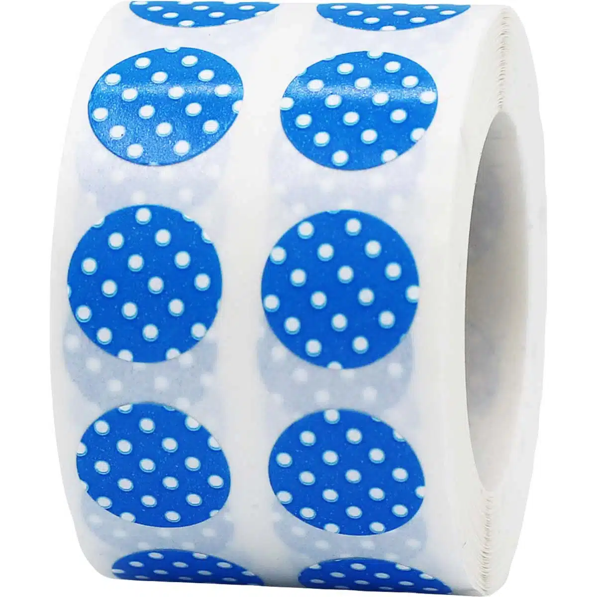 Polka Dot Stickers Blue With White 1/2" Round QTY 1,000