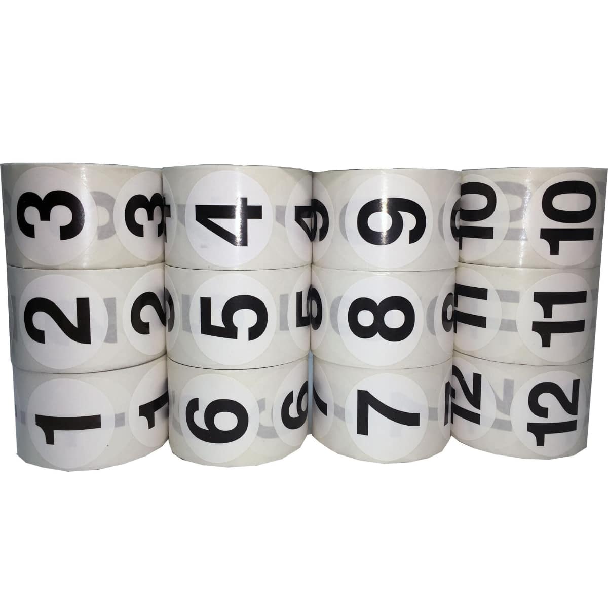1.5" Round Number Stickers 1 - 12 Bulk Pack 1.5" Round Number Stickers 1 - 12 Bulk Pack