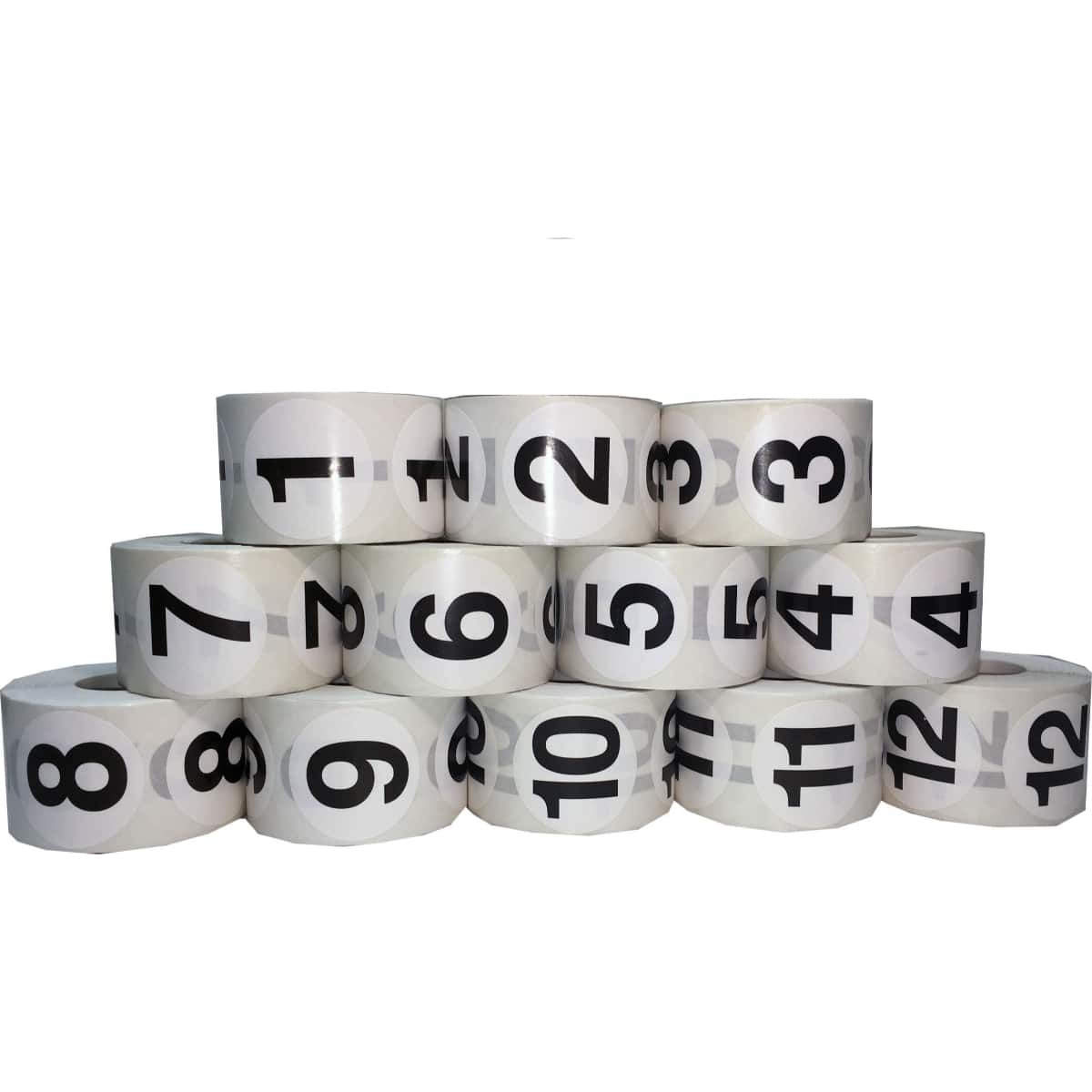 1.5" Round Number Stickers 1 - 12 Bulk Pack 1.5" Round Number Stickers 1 - 12 Bulk Pack