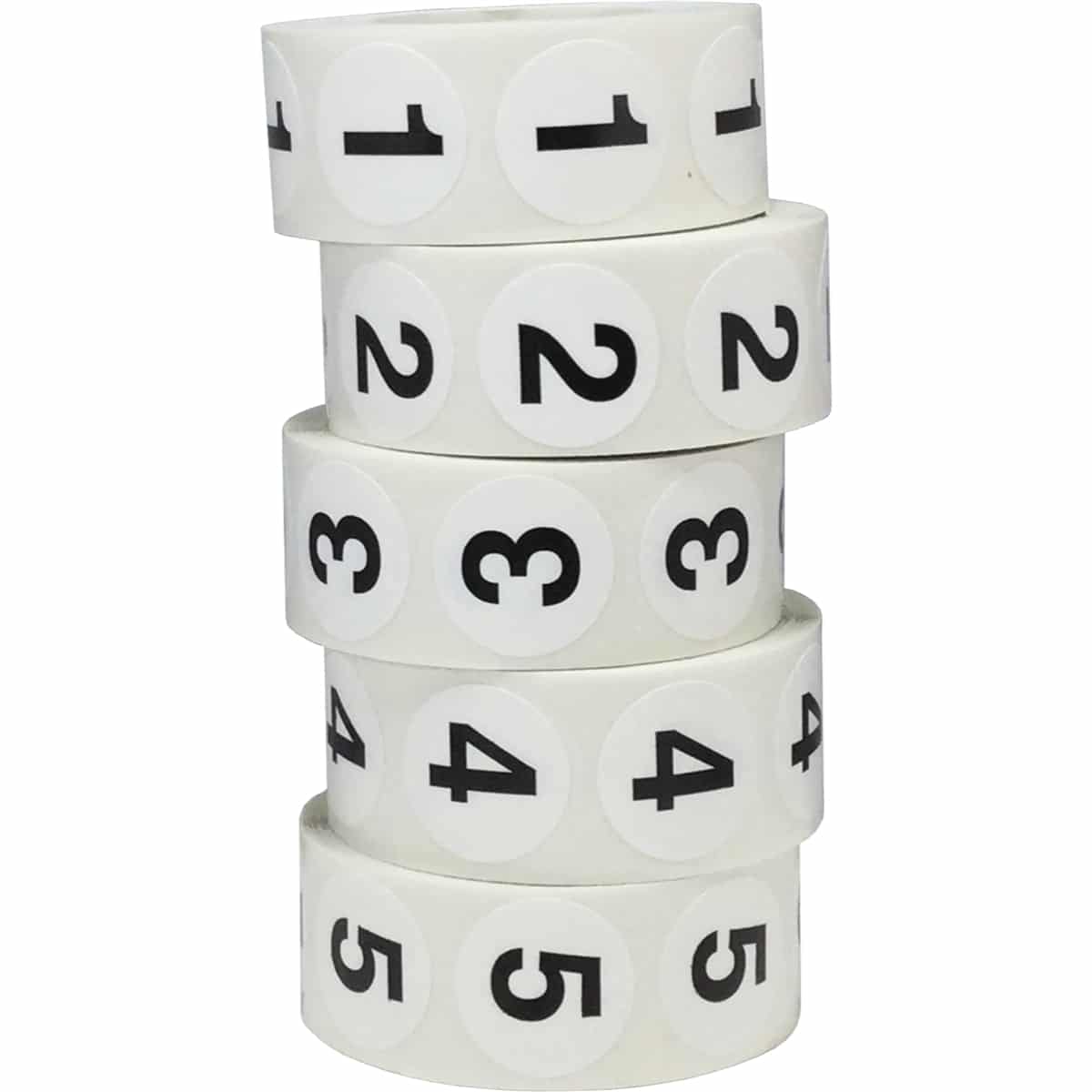 Numbered Stickers 1 Through 5 | 3/4" Round Numbered Stickers 1 Through 5 | 3/4" Round