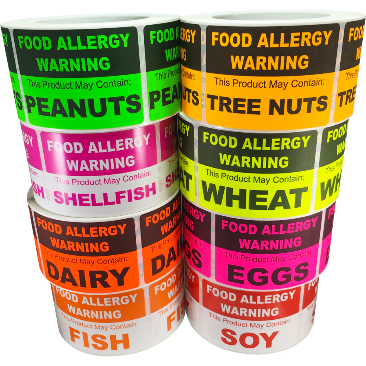 Large Allergy Food Warning Labels Color Code Pack Large Allergy Food Warning Labels Color Code Pack