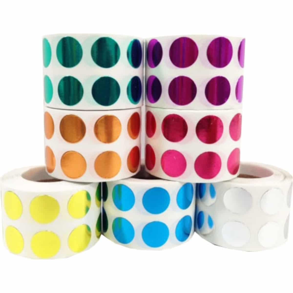 Metallic Dot Sticker Bulk Pack SEVEN 1/2" Round