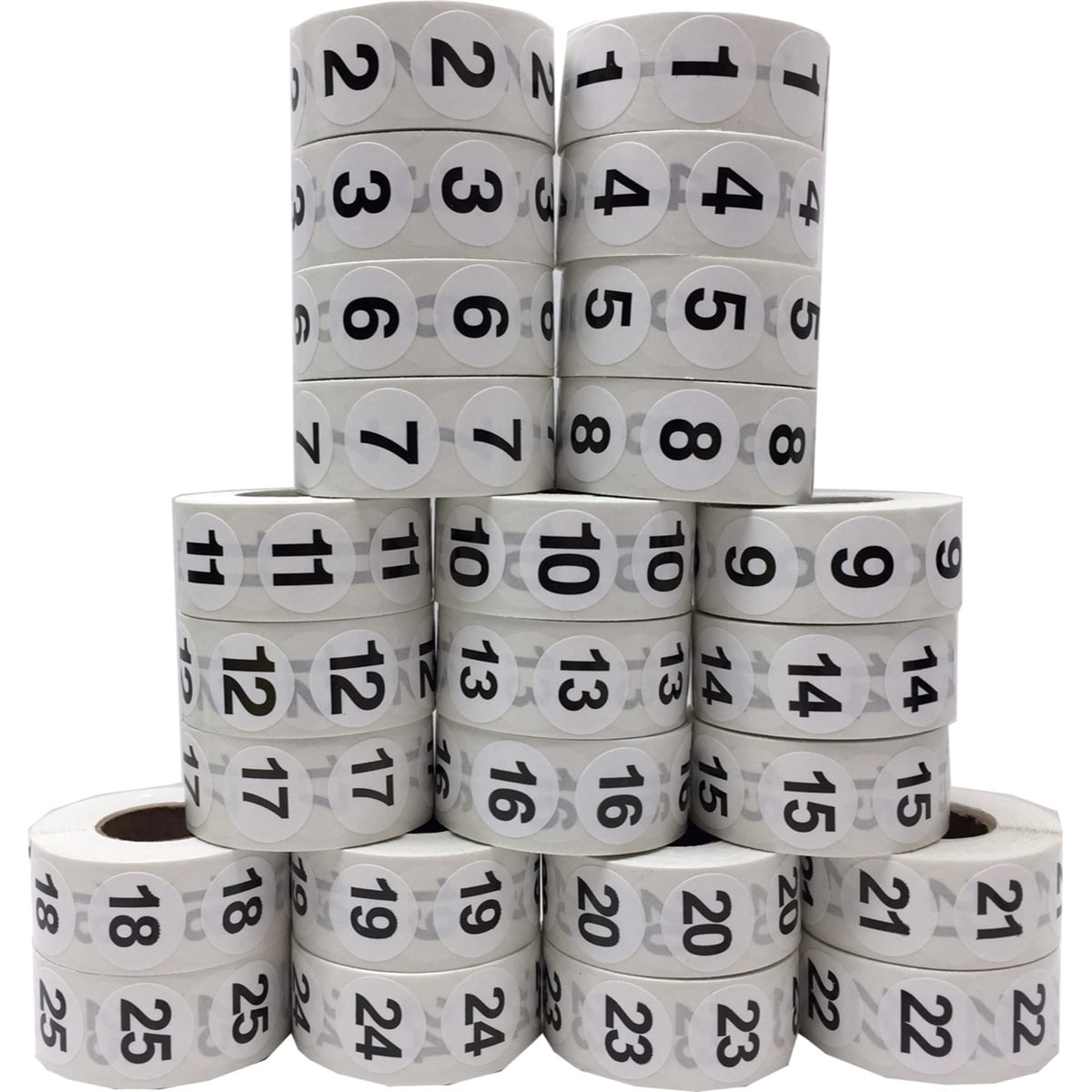 Number Stickers 1 Through 25 Bulk Pack 3/4" Round Number Stickers 1 Through 25 Bulk Pack 3/4" Round
