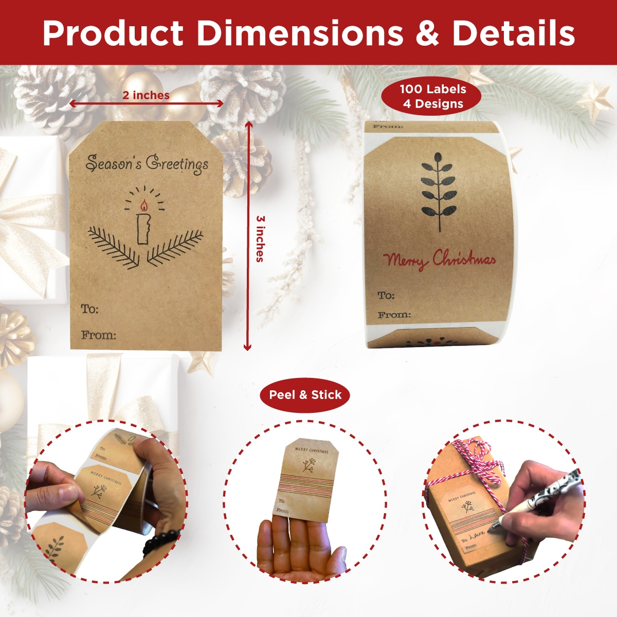 Minimalistic Kraft Christmas Gift Tags Tags QTY 100 Minimalistic Kraft Christmas Gift Tags Tags QTY 100