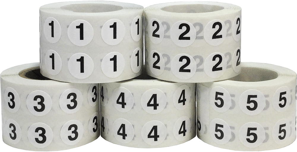 Number Stickers 1 Through 5 | Small 1/2" Round Number Stickers 1 Through 5 | Small 1/2" Round
