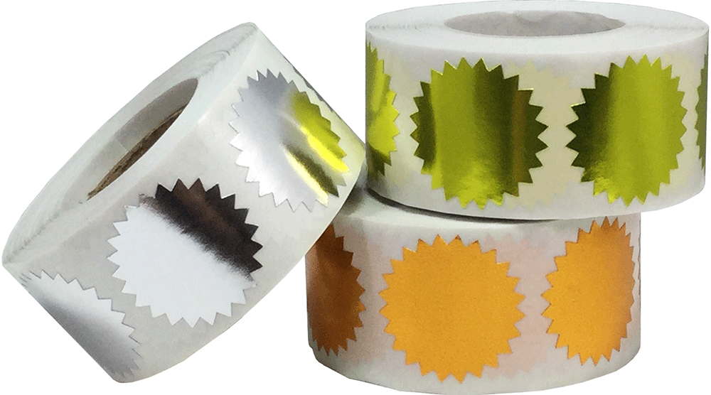 Metallic Starburst Seals | Three Pack 1" Round Metallic Starburst Seals | Three Pack 1" Round