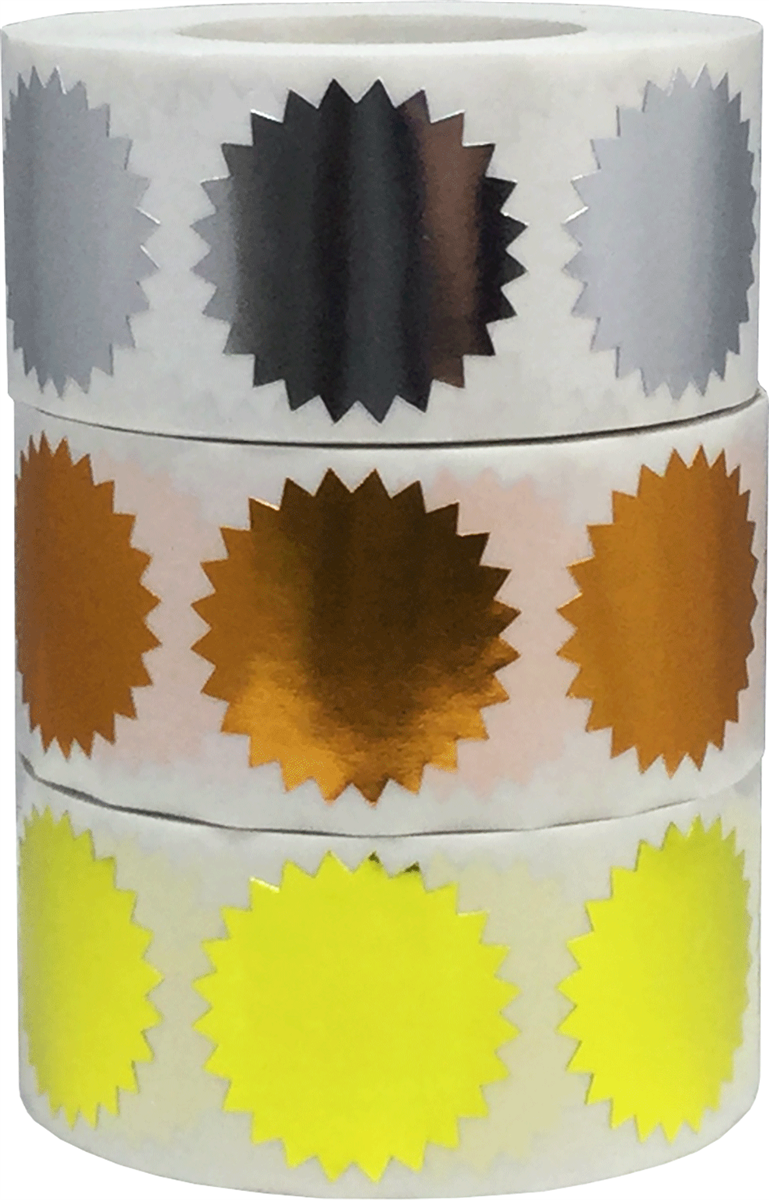 Metallic Starburst Seals | Three Pack 1" Round Metallic Starburst Seals | Three Pack 1" Round