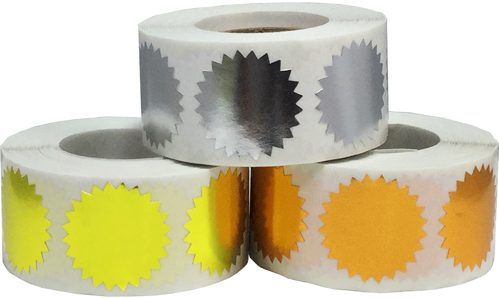 Metallic Starburst Seals | Three Pack 1" Round Metallic Starburst Seals | Three Pack 1" Round