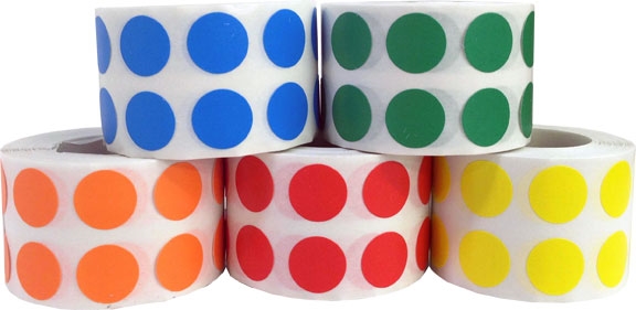 Primary Colored Dot Stickers 1/2" Round Bulk Pack Primary Colored Dot Stickers 1/2" Round Bulk Pack