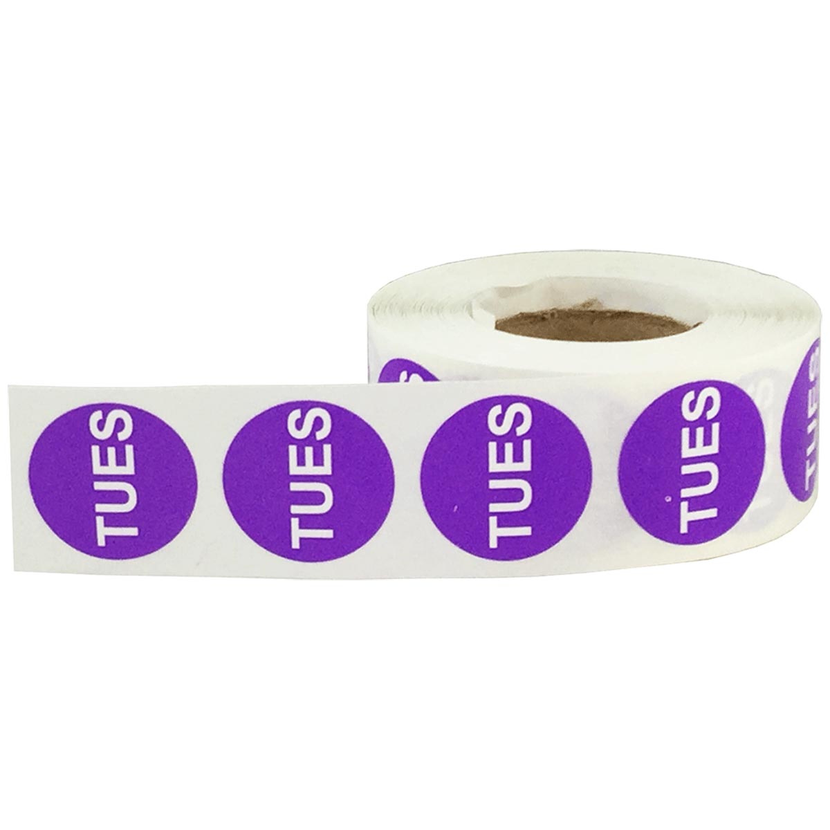 Tuesday Stickers Purple 3/4" Inch Round Quantity 500