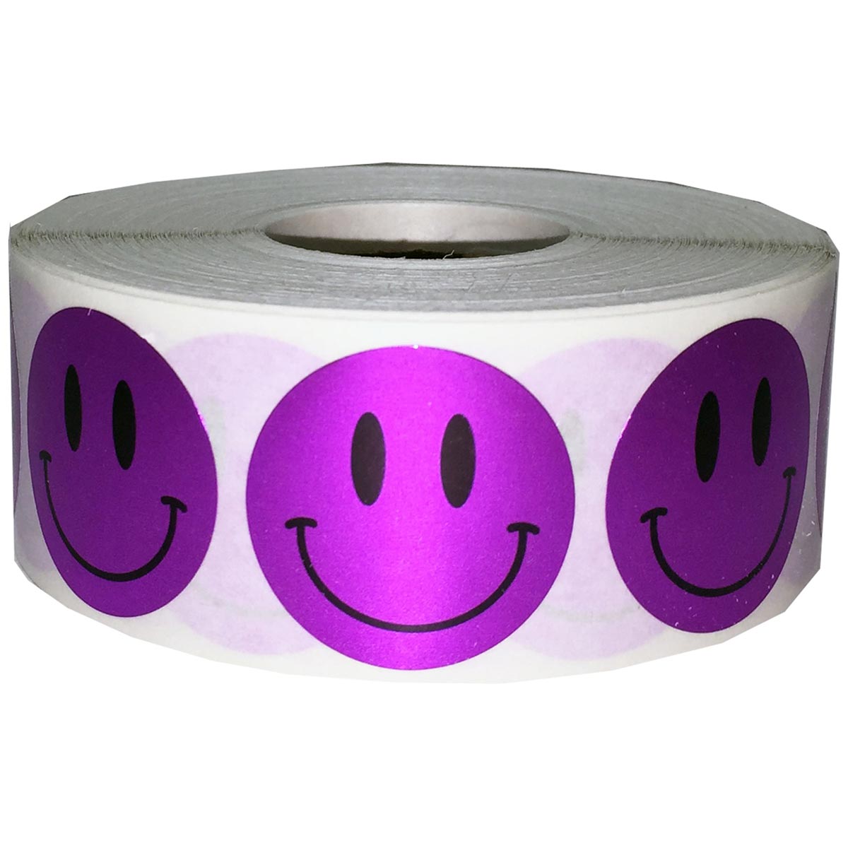 Metallic Purple Smiley Face Stickers 1" QTY 500 Metallic Purple Smiley Face Stickers 1" QTY 500