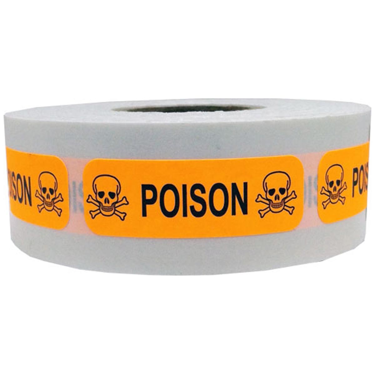 Bright Orange Poison Warning Labels .5" x 1.5" Quantity 500