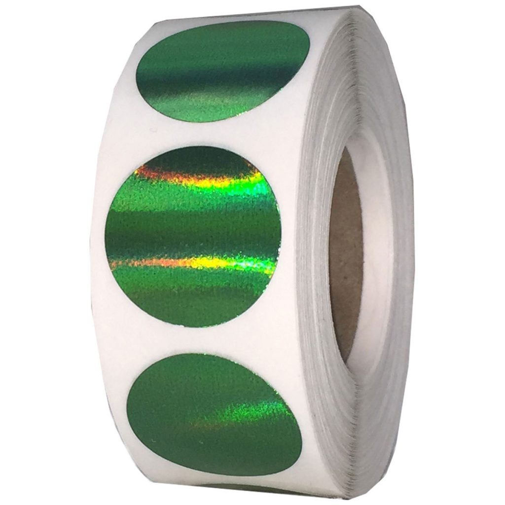 Green Rework Labels Metalized Green Colored Labels 3/4