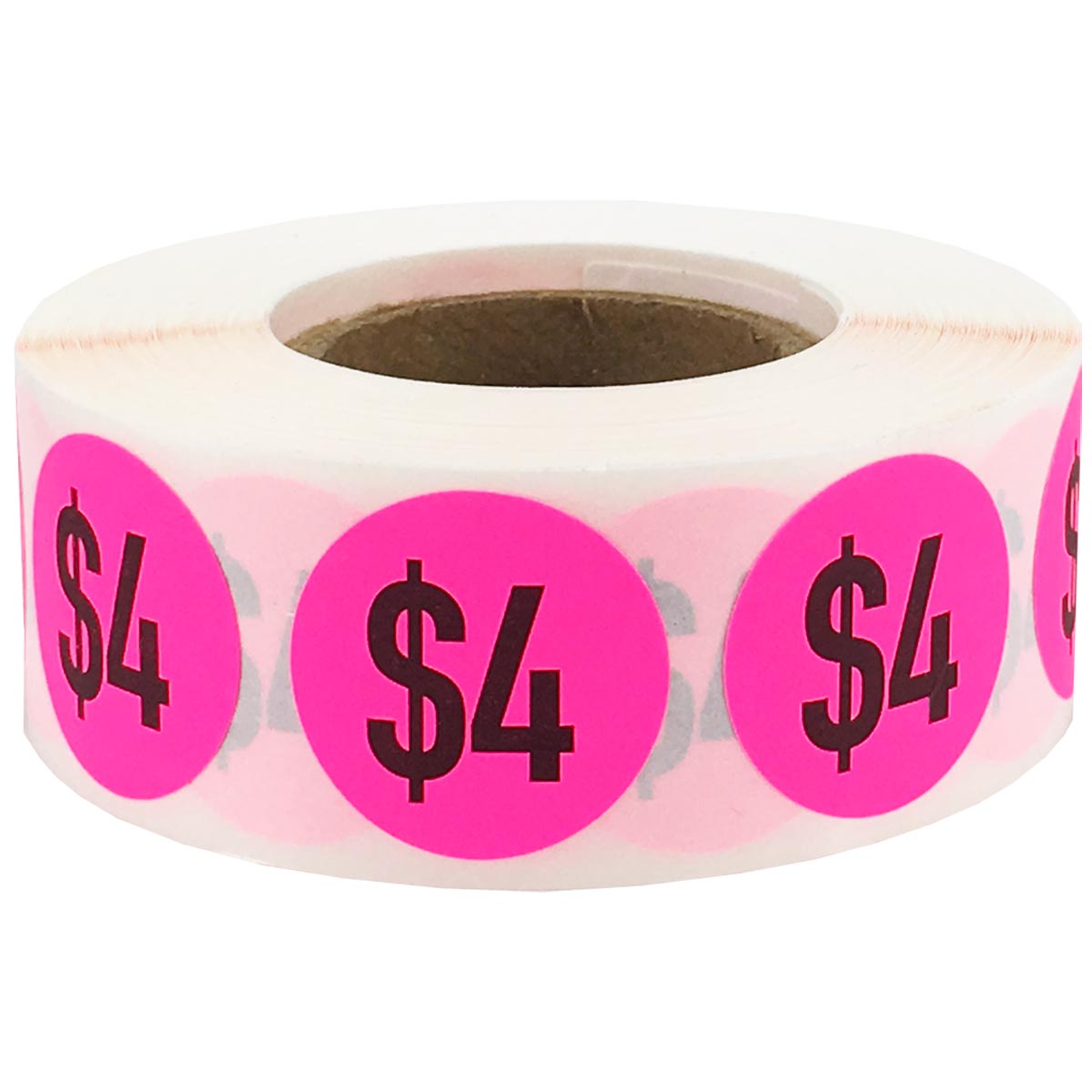 $4 Fluorescent Pink Price Stickers 3/4" QTY 500 $4 Fluorescent Pink Price Stickers 3/4" QTY 500