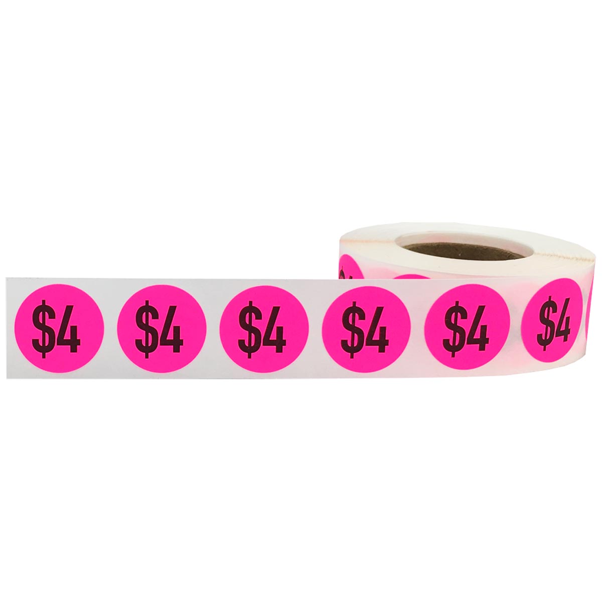 $4 Fluorescent Pink Price Stickers 3/4" QTY 500 $4 Fluorescent Pink Price Stickers 3/4" QTY 500