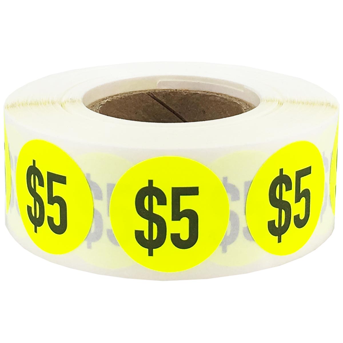 $5 Fluorescent Yellow Pricing Stickers 3/4" Round QTY 500 $5 Fluorescent Yellow Pricing Stickers 3/4" Round QTY 500