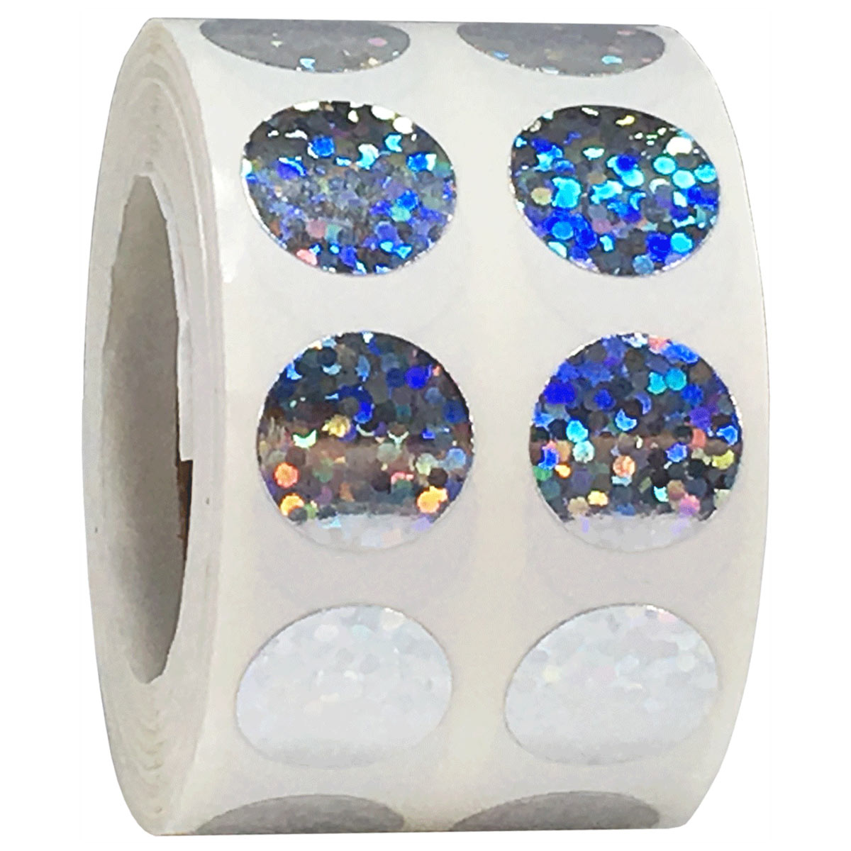 Small Silver Sparkle Dot Stickers 1/2" Round