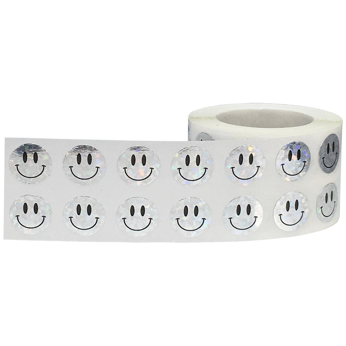 Small Metalized Sparkle Silver Smiley Face Stickers 1/2" Small Metalized Sparkle Silver Smiley Face Stickers 1/2"