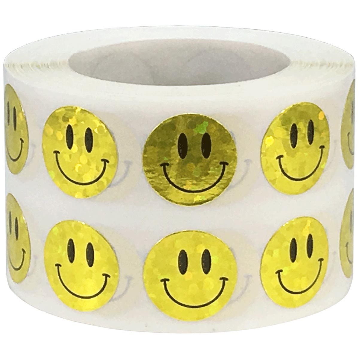 Small Metalized Sparkle Gold Smiley Face Stickers 1/2"
