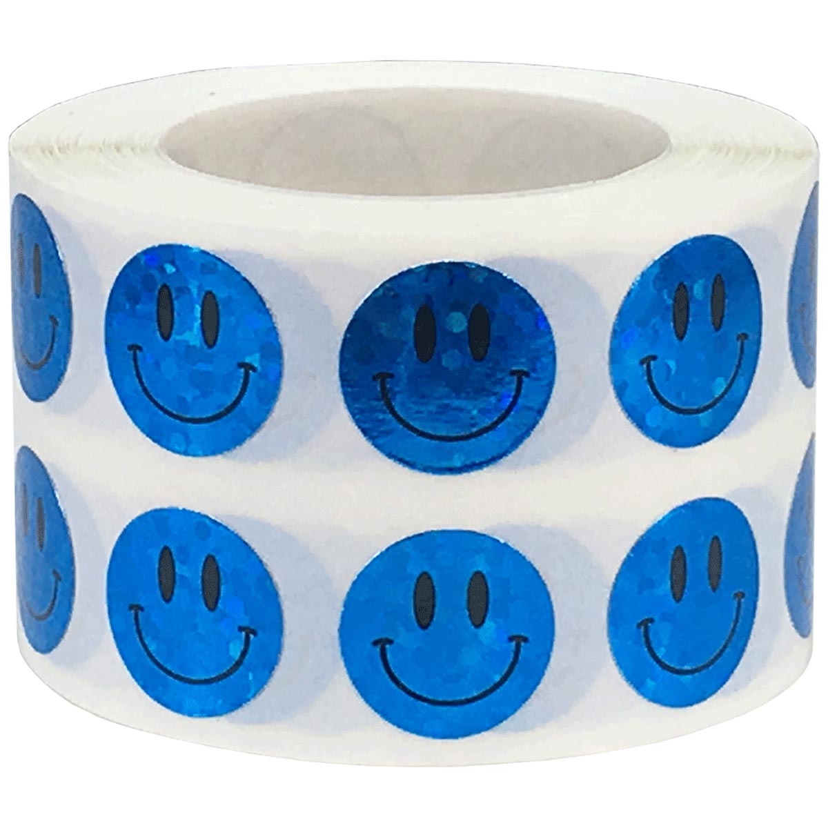 Small Holographic Sparkle Blue Smiley Face Stickers 1/2" Small Holographic Sparkle Blue Smiley Face Stickers 1/2"