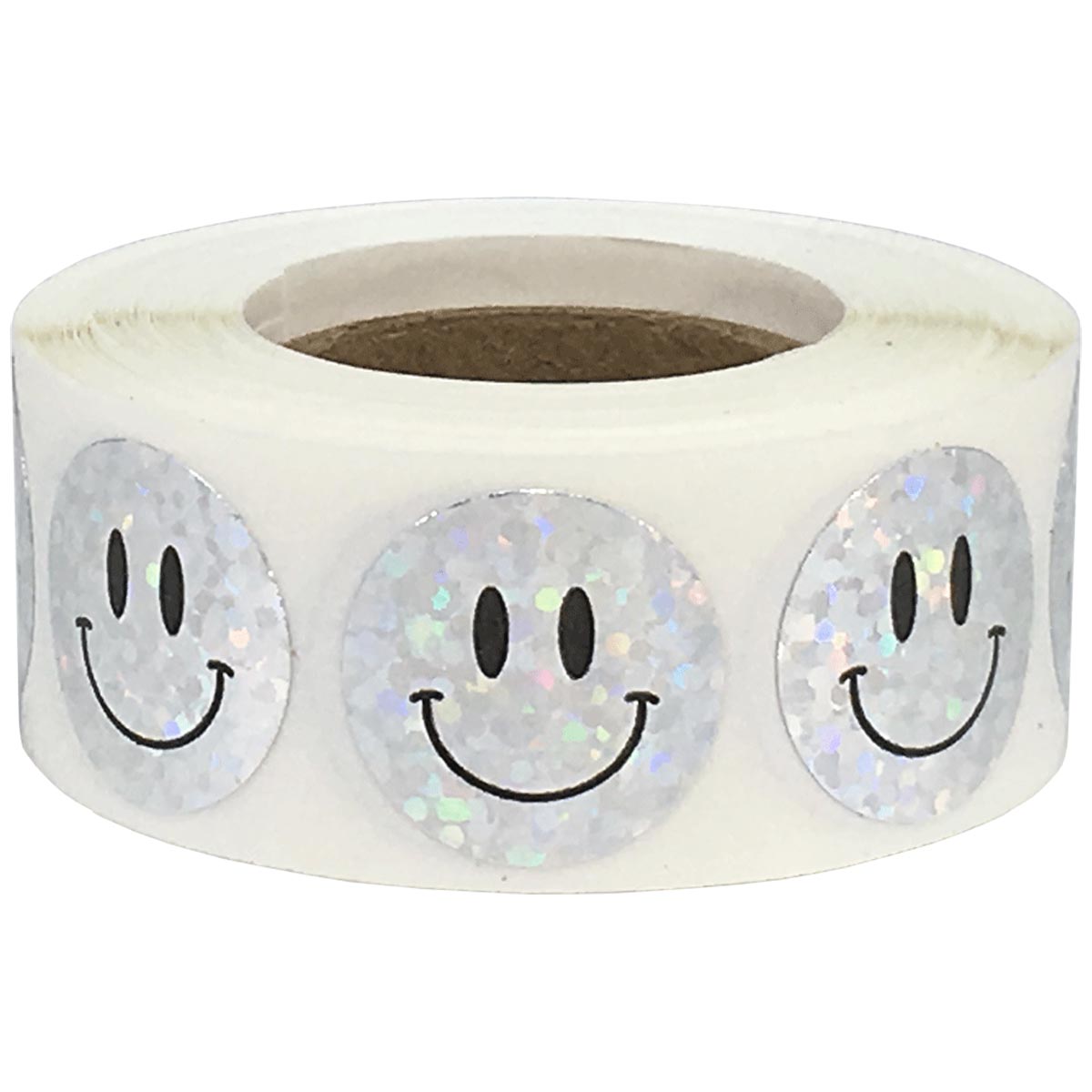 Holographic Sparkle Silver Smiley Face Stickers 3/4" Holographic Sparkle Silver Smiley Face Stickers 3/4"