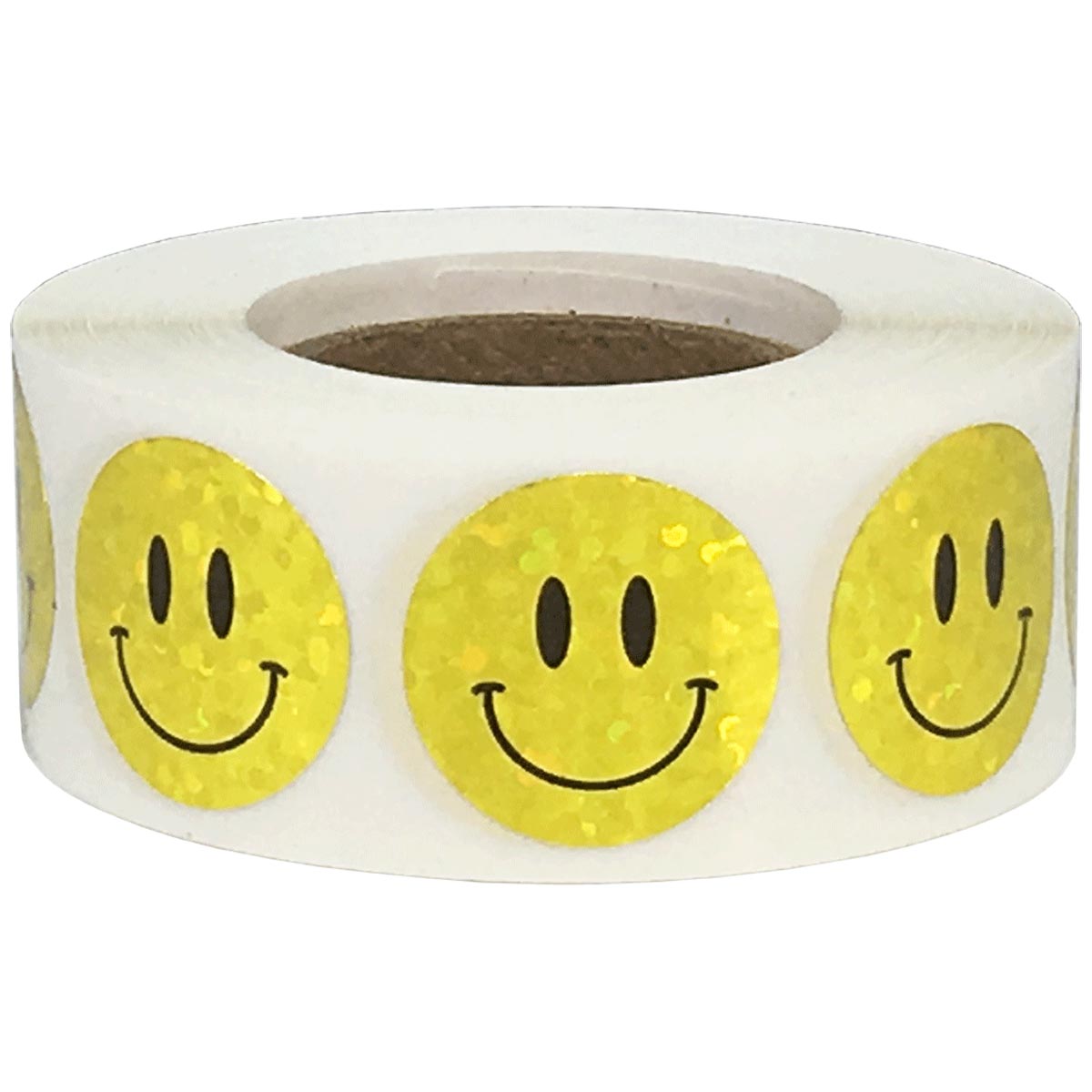 Holographic Sparkle Gold Smiley Face Stickers 3/4" Holographic Sparkle Gold Smiley Face Stickers 3/4"