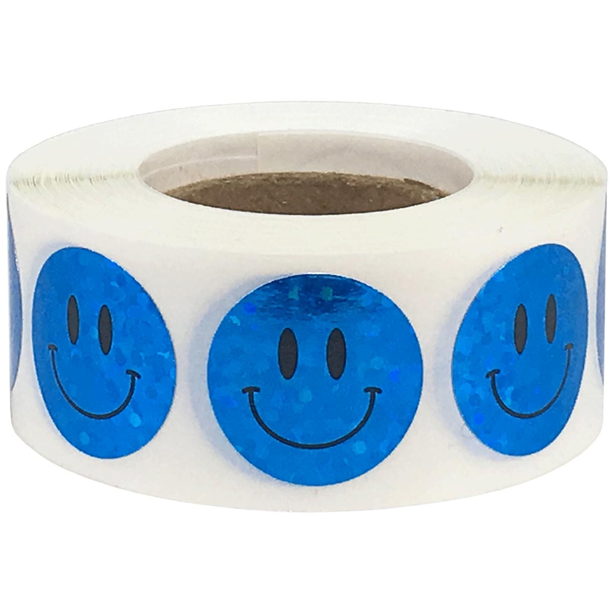 Blue Holographic Sparkle Smiley Face Stickers 3/4" Blue Holographic Sparkle Smiley Face Stickers 3/4"