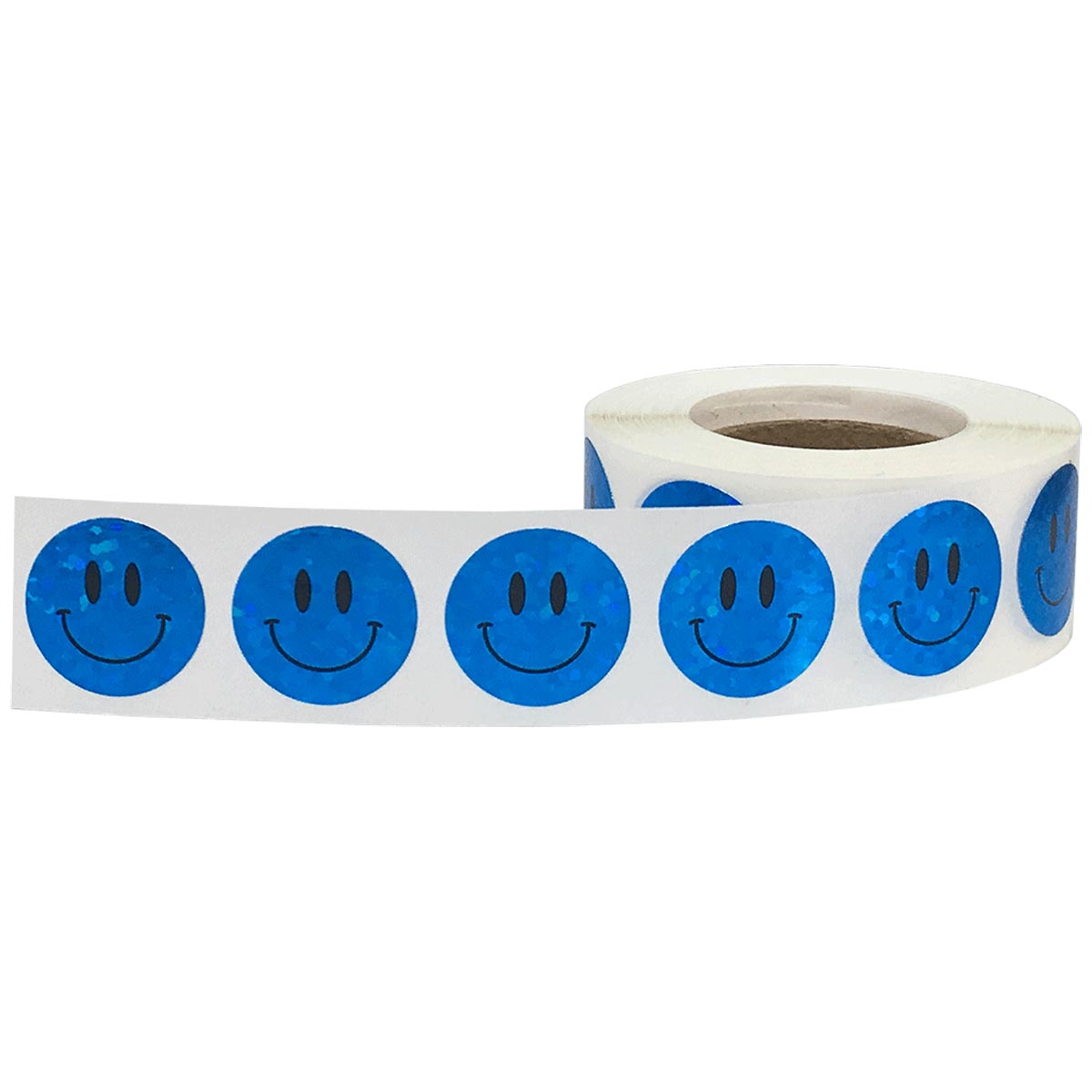 Blue Holographic Sparkle Smiley Face Stickers 3/4" Blue Holographic Sparkle Smiley Face Stickers 3/4"