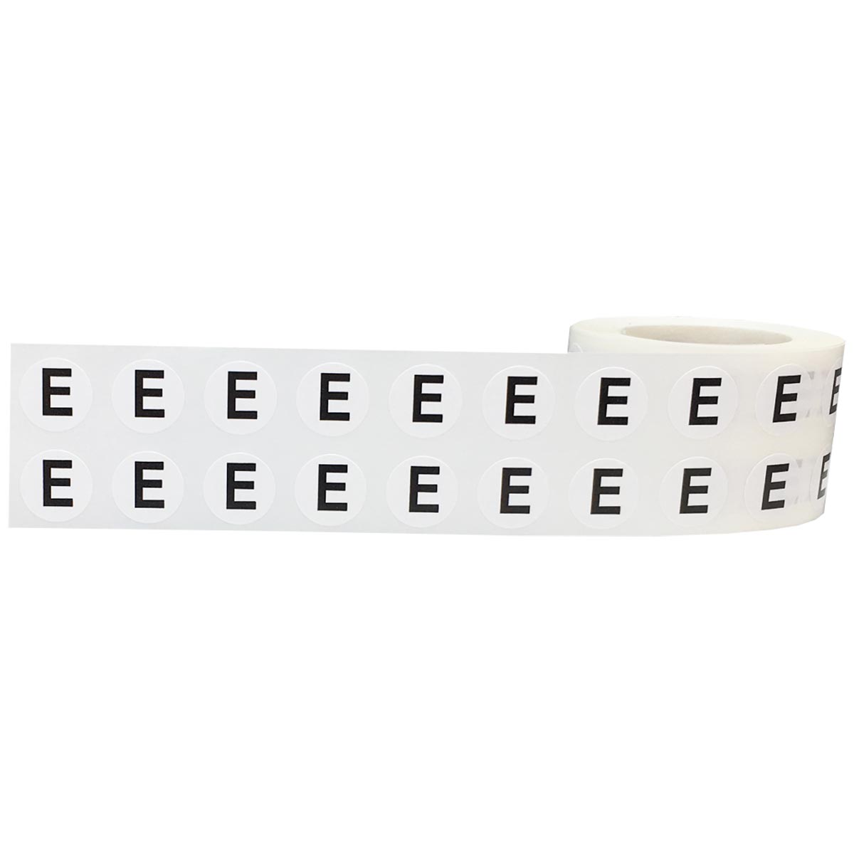 Small Letter E Stickers 1/2" Round QTY 1,000