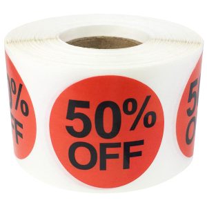 50 Percent Off Labels 1.5" QTY 500