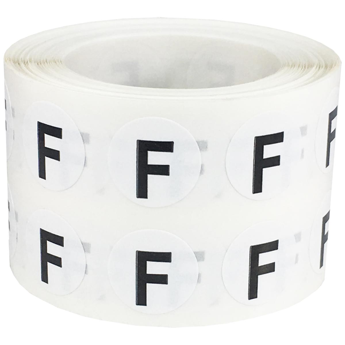 Small Letter F Stickers 1/2" Round QTY 1,000