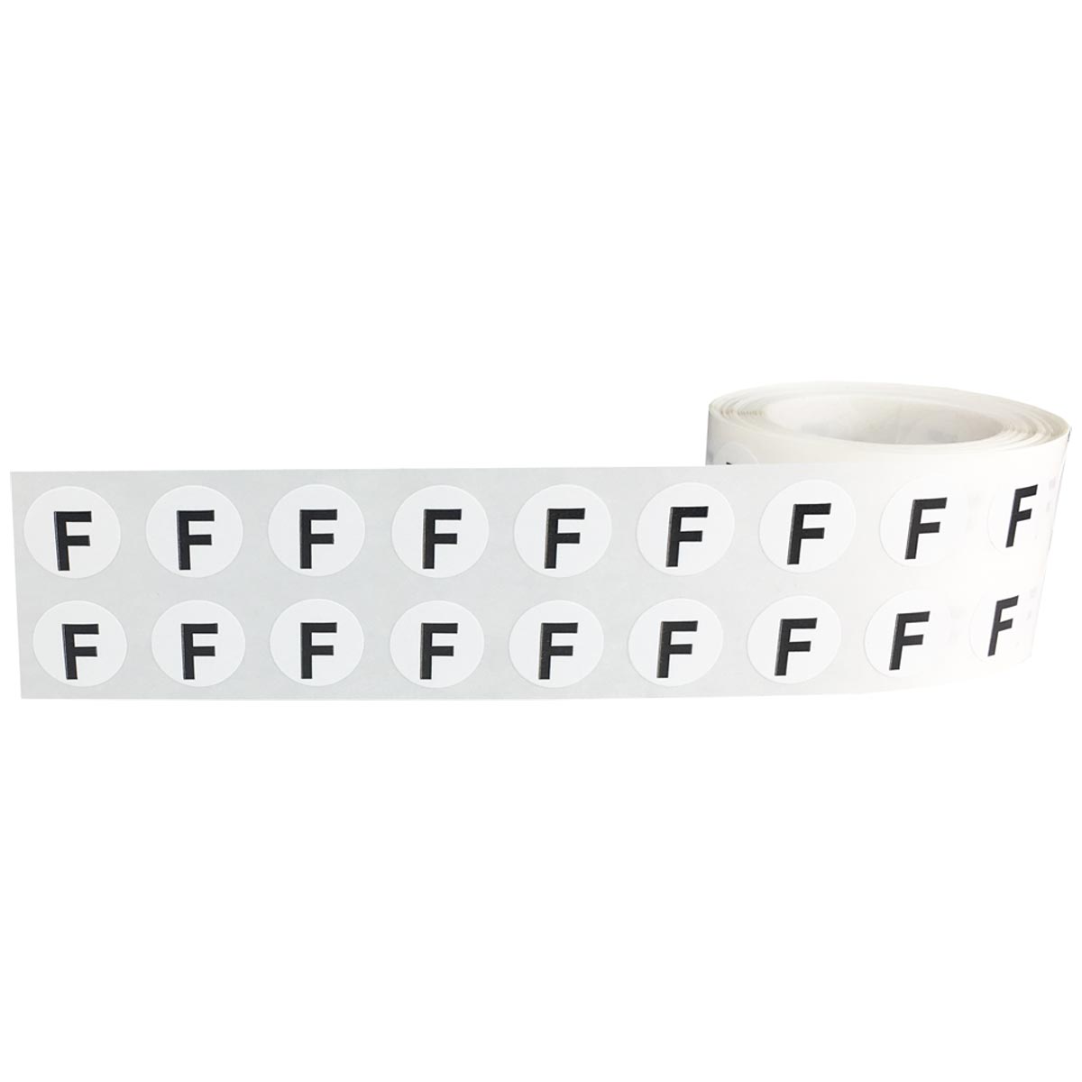 Small Letter F Stickers 1/2" Round QTY 1,000
