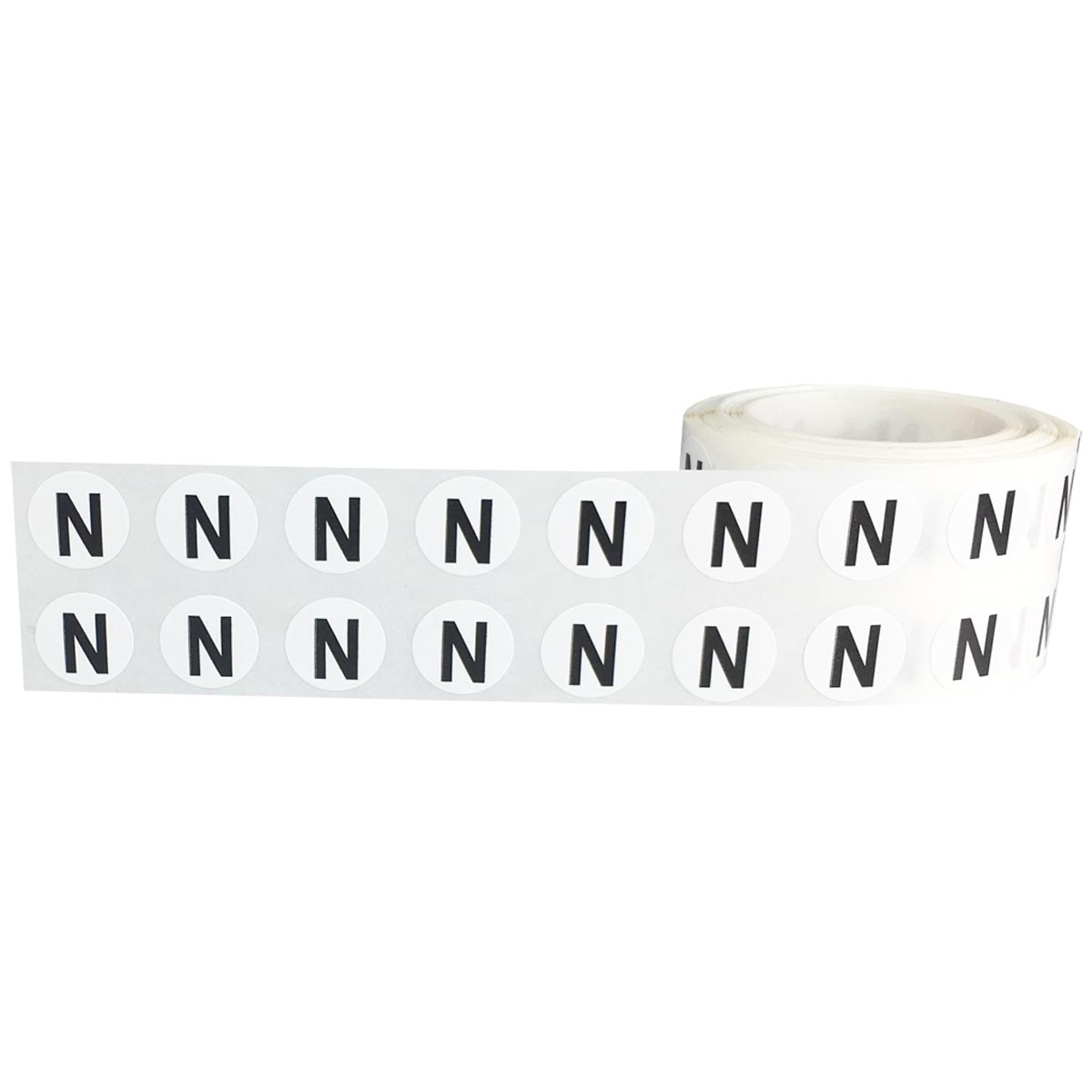 Small Letter N Stickers 1/2" Round QTY 1,000