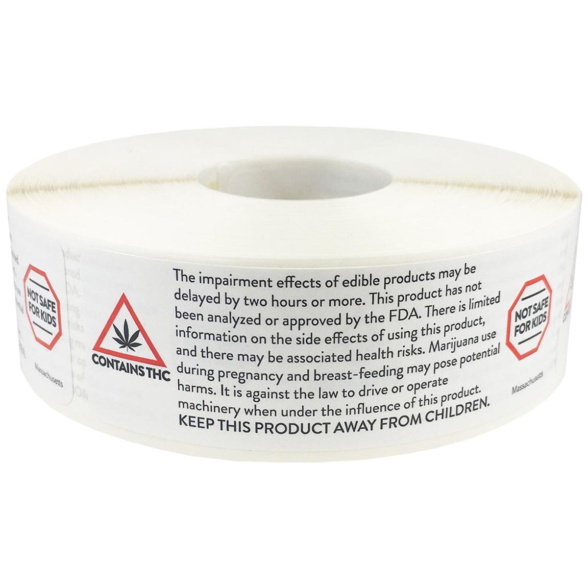 Massachusetts Edible Cannabis Warning Labels QTY 500 Massachusetts Edible Cannabis Warning Labels QTY 500