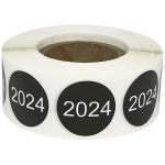 2024 Year Stickers Black Label with white text.