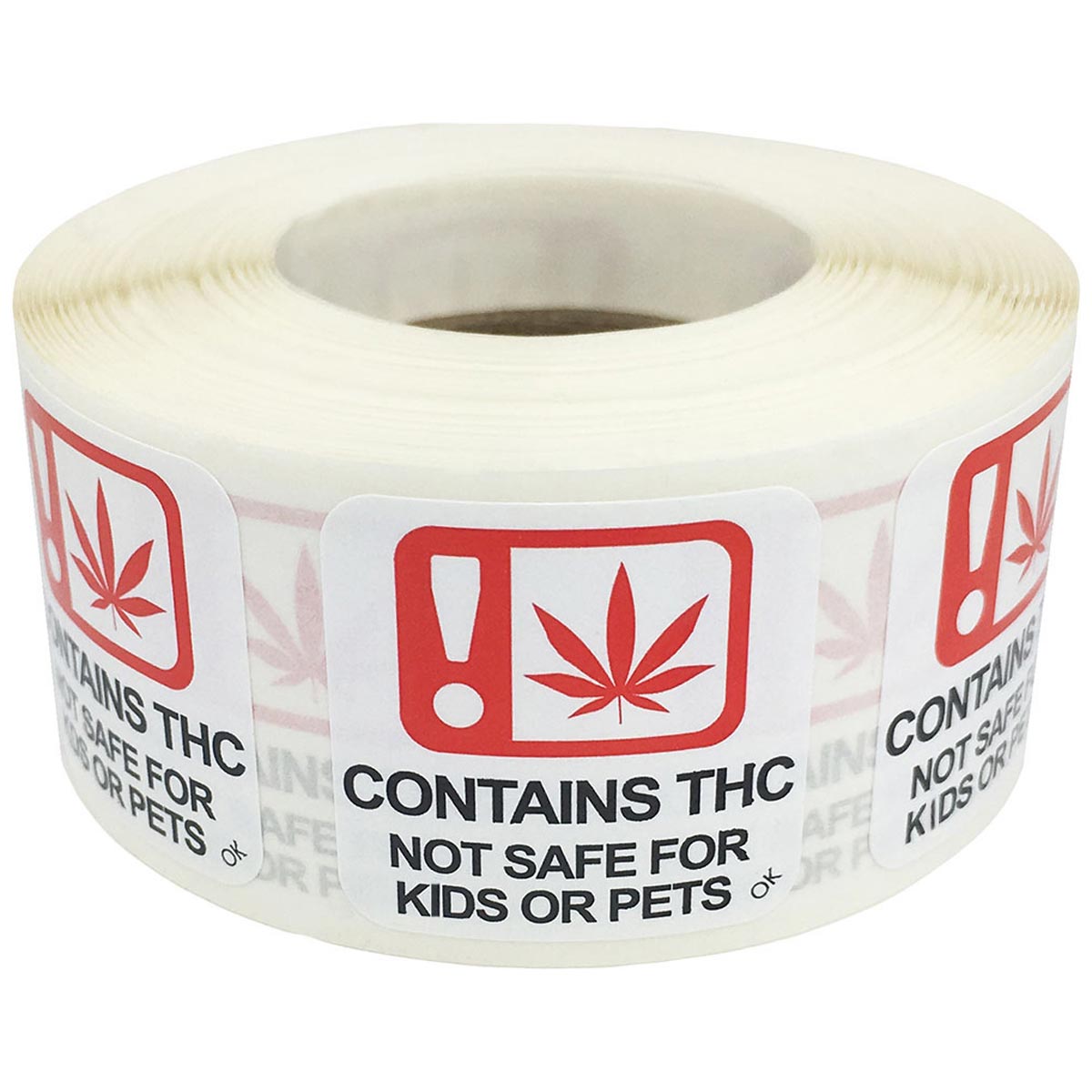 Oklahoma Contains THC Not Safe For Kids or Pets Warning Labels QTY 500