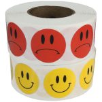 3/4″ Yellow Smiley Face and Red Sad Face Stickers