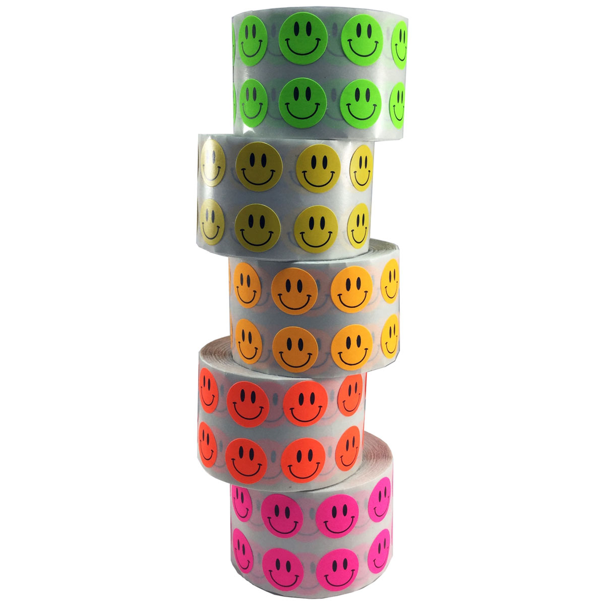 Bulk Pack Fluorescent Smiley Face Stickers 1/2" Round Bulk Pack Fluorescent Smiley Face Stickers 1/2" Round