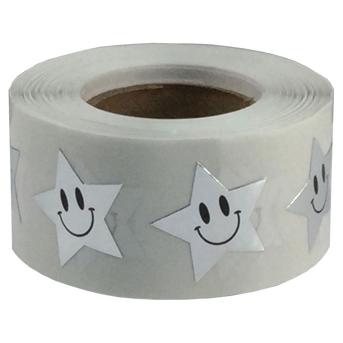 Silver Smiley Star Stickers 3/4" QTY 500 Silver Smiley Star Stickers 3/4" QTY 500