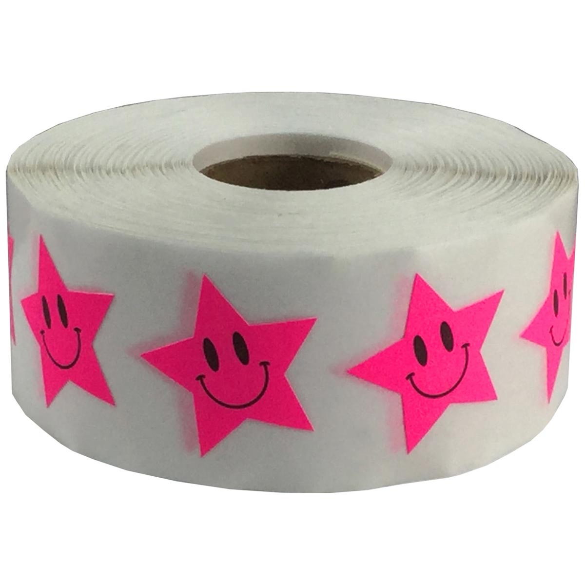Fluorescent Pink Smiley Star Stickers 1" QTY 500 Fluorescent Pink Smiley Star Stickers 1" QTY 500