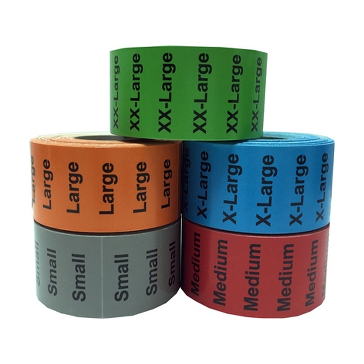 Standard Colored Size Strip Labels for Shirts Bulk Pack 1.25" x 5" Standard Colored Size Strip Labels for Shirts Bulk Pack 1.25" x 5"
