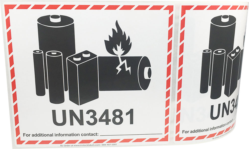 Laminated Lithium Ion Battery UN3481 D.O.T. Labels