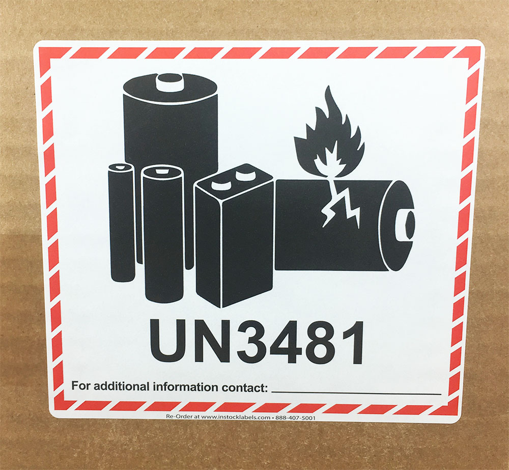 Laminated Lithium Ion Battery UN3481 D.O.T. Labels