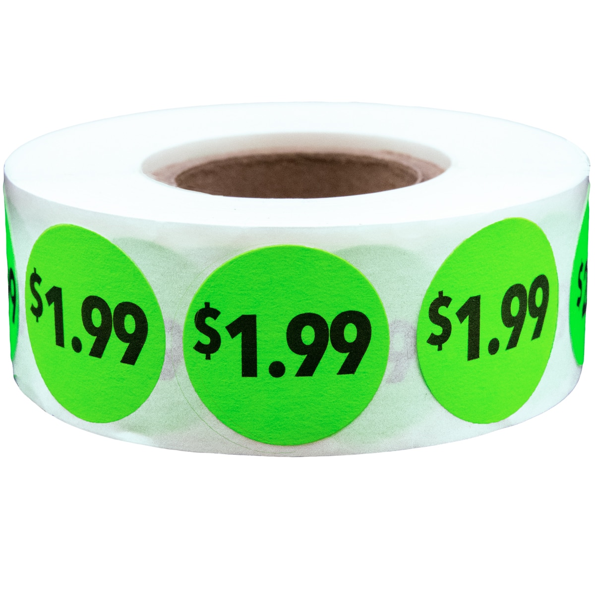 $1.99 Price Stickers Fluorescent Green 3/4" Round Quantity 500