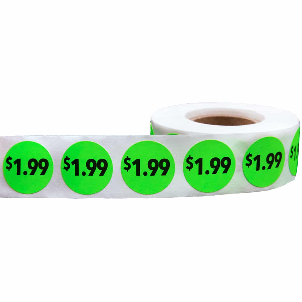 $1.99 Price Stickers Fluorescent Green 3/4" Round Quantity 500