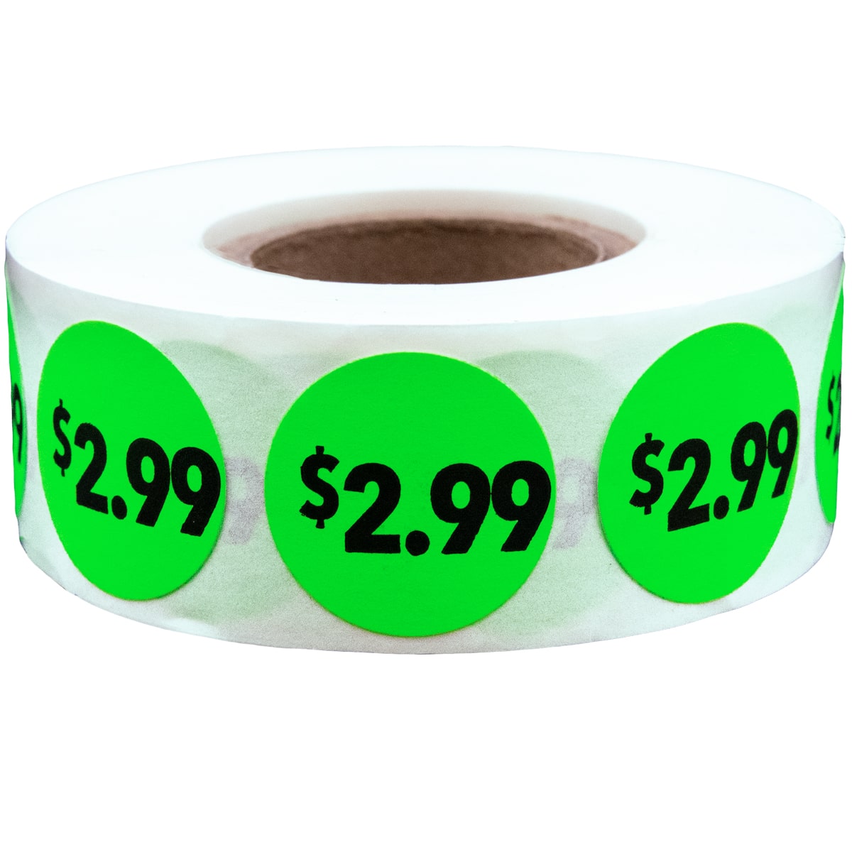 $2.99 Price Stickers Fluorescent Green 3/4" Round Quantity 500