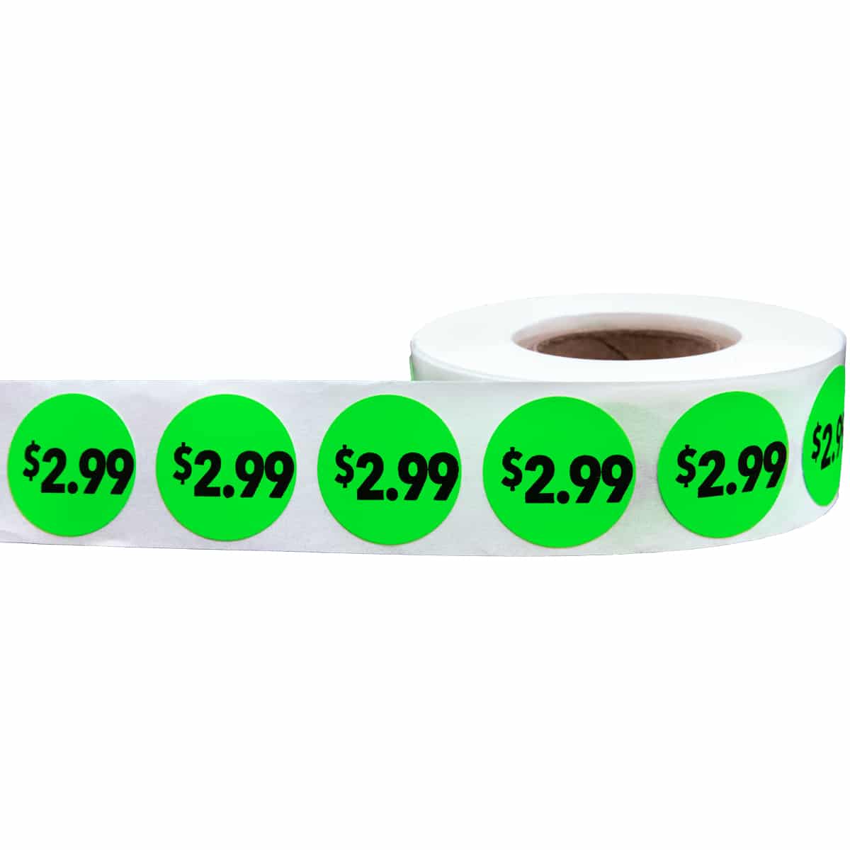 $2.99 Price Stickers Fluorescent Green 3/4" Round Quantity 500