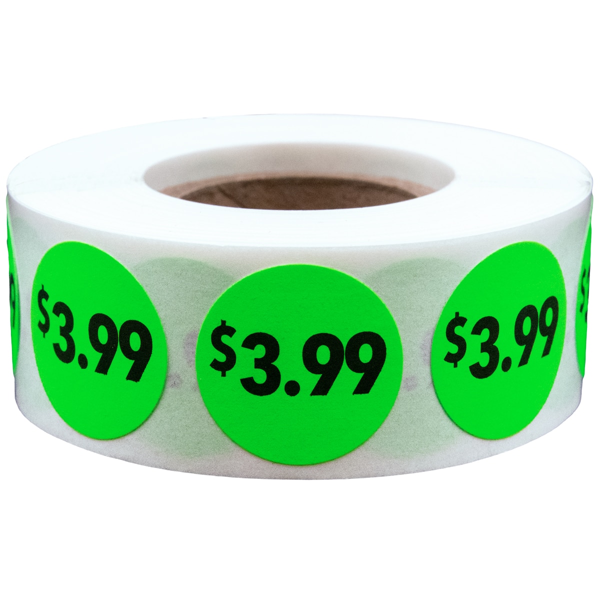 $3.99 Price Stickers Fluorescent Green 3/4" Round Quantity 500 $3.99 Price Stickers Fluorescent Green 3/4" Round Quantity 500