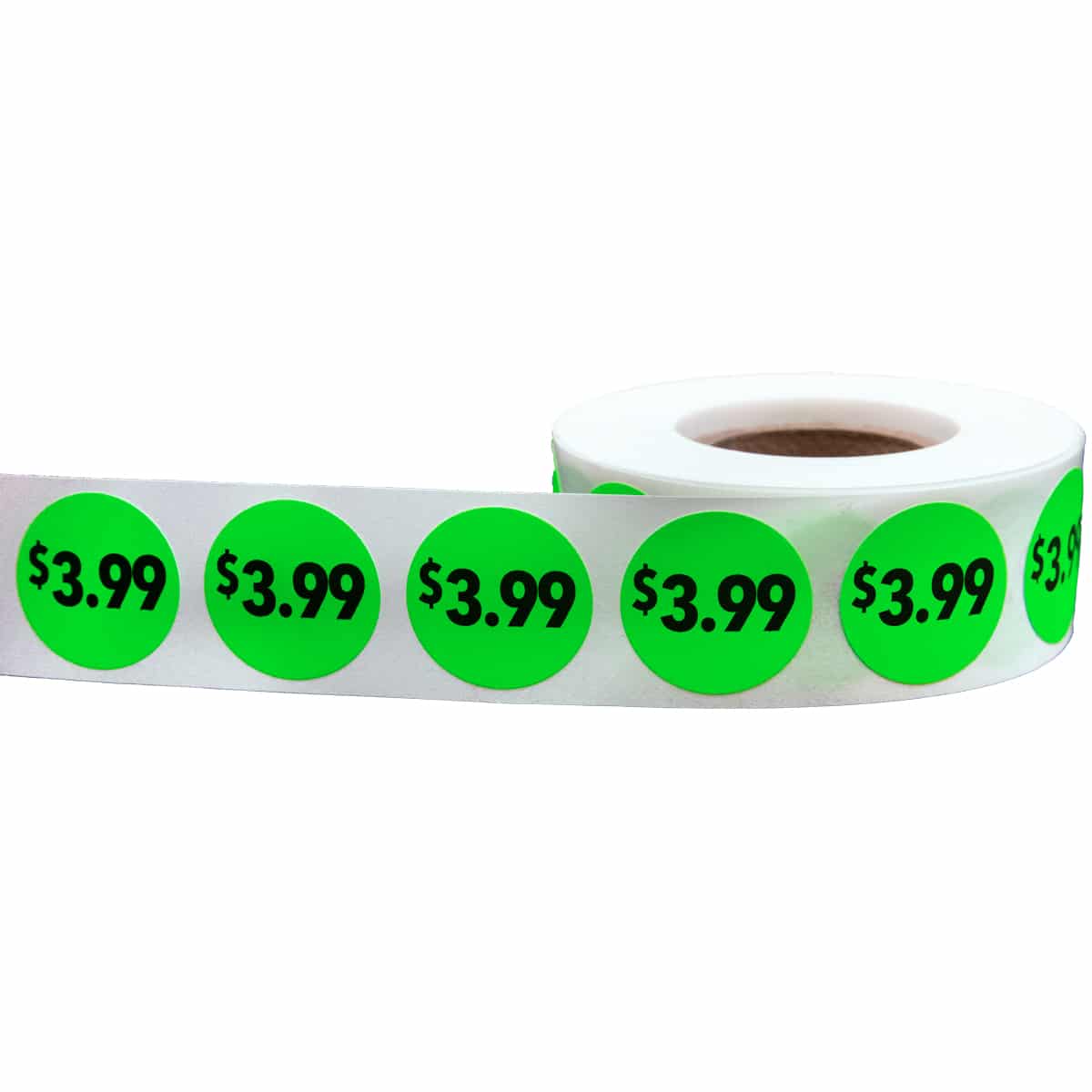 $3.99 Price Stickers Fluorescent Green 3/4" Round Quantity 500 $3.99 Price Stickers Fluorescent Green 3/4" Round Quantity 500