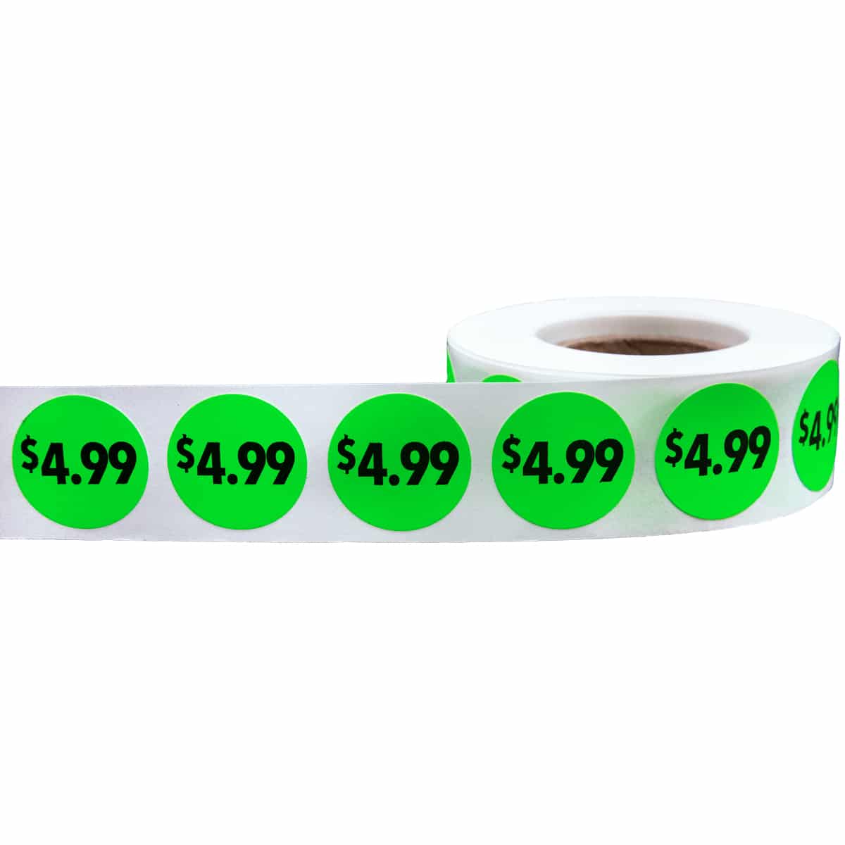 $4.99 Price Stickers Fluorescent Green 3/4" Round Quantity 500
